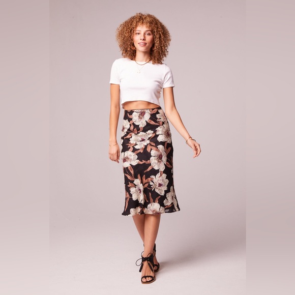 Band Of The Free RHO BLACK FLORAL SLIP SKIRT - Picture 2 of 5